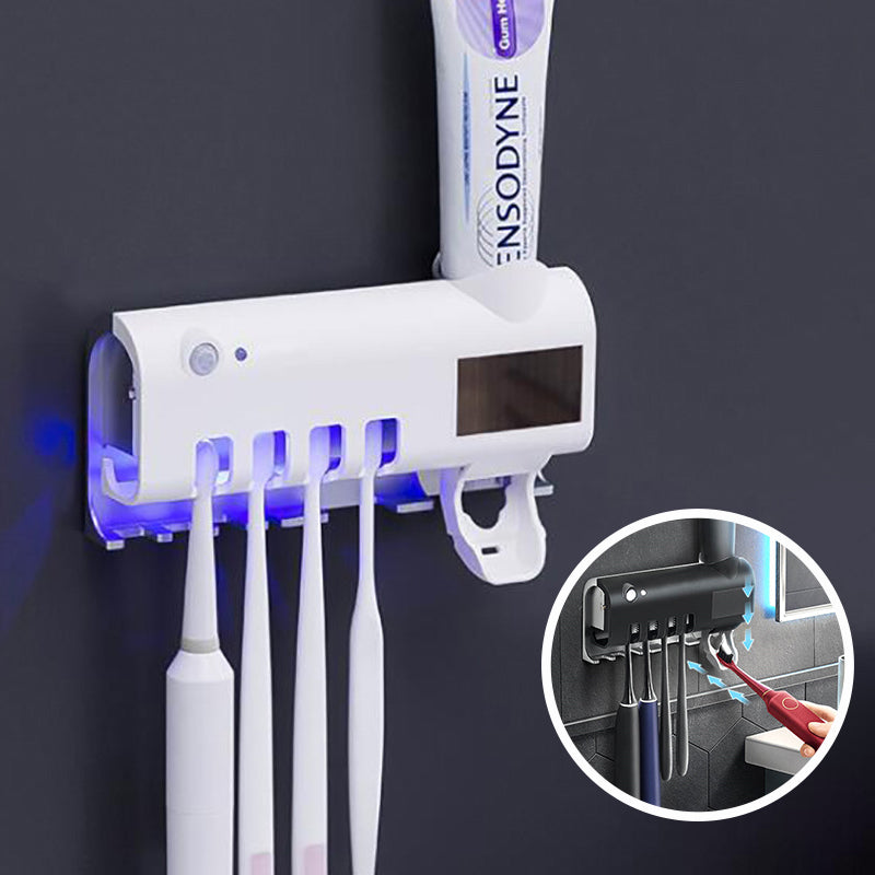 Sterilizator UV Inteligent pentru Periuțe de Dinți cu Dozator Automat de Pastă – Suport de Perete